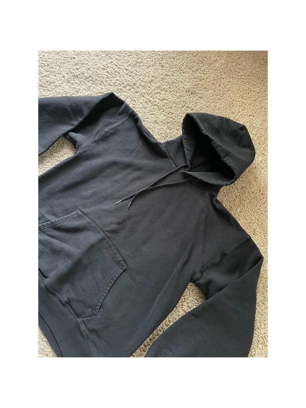 Vintage Hanes Ultimate Cotton Printpro heavyweight hoodie black M MEDIUM